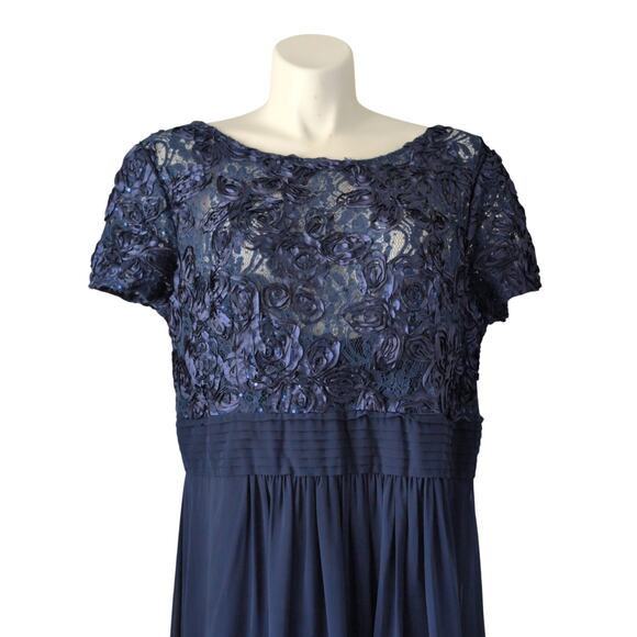 Oleg Cassini Formal Evening Dress 22W Rosette Sequin Glam Mother Bride Elegant - Picture 3 of 8